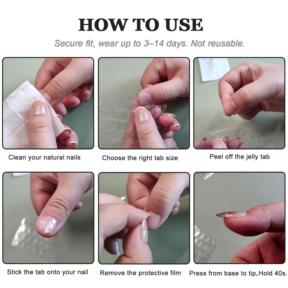 QZRUO Jelly glue application for secure press-on nails.