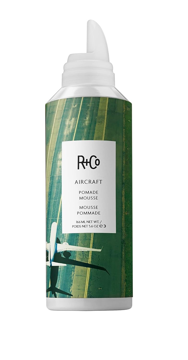 R+CO Aircraft Pomade Mousse bottle ready for second-day texture and body.