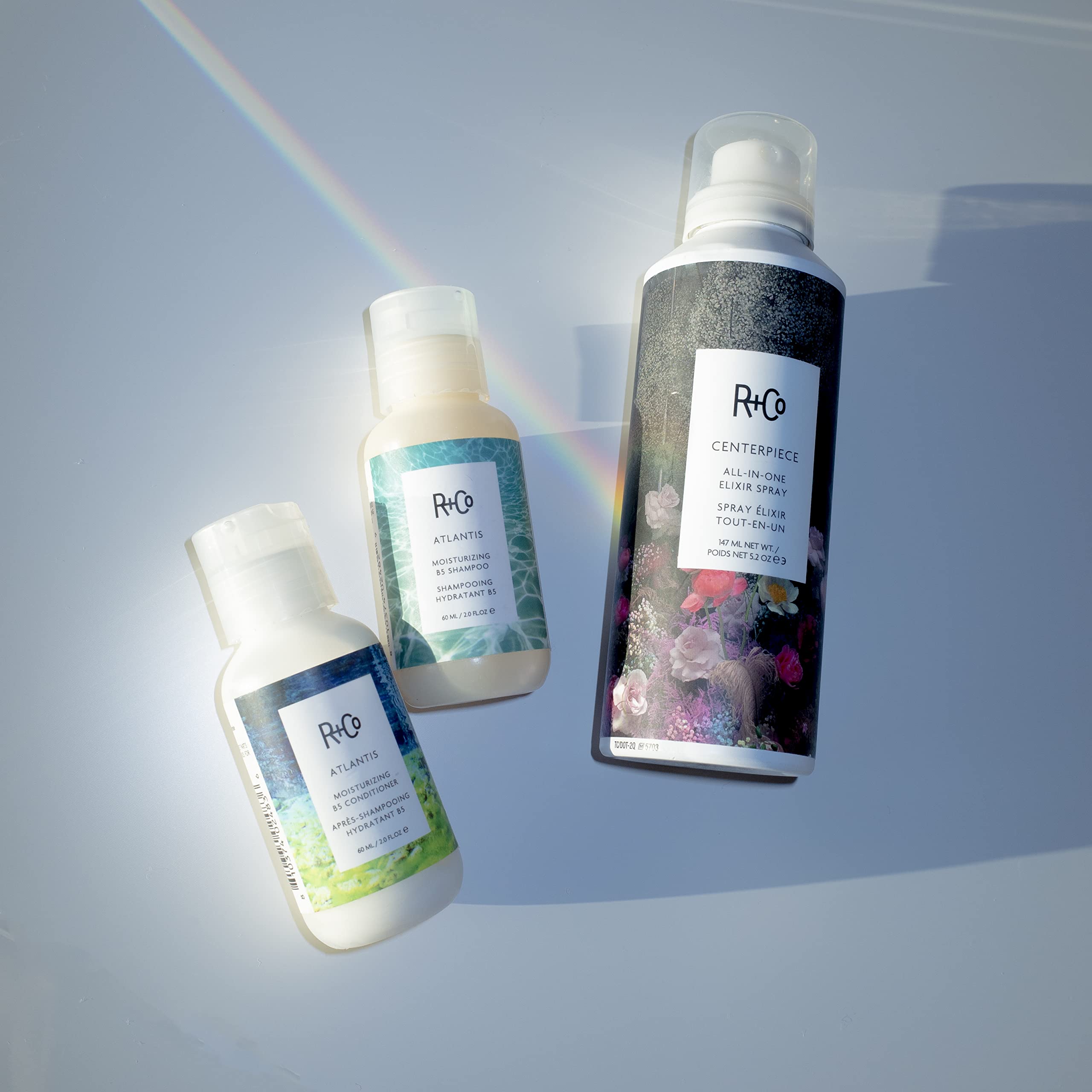 R+Co Atlantis packaging highlights vegan and cruelty-free care for hair.