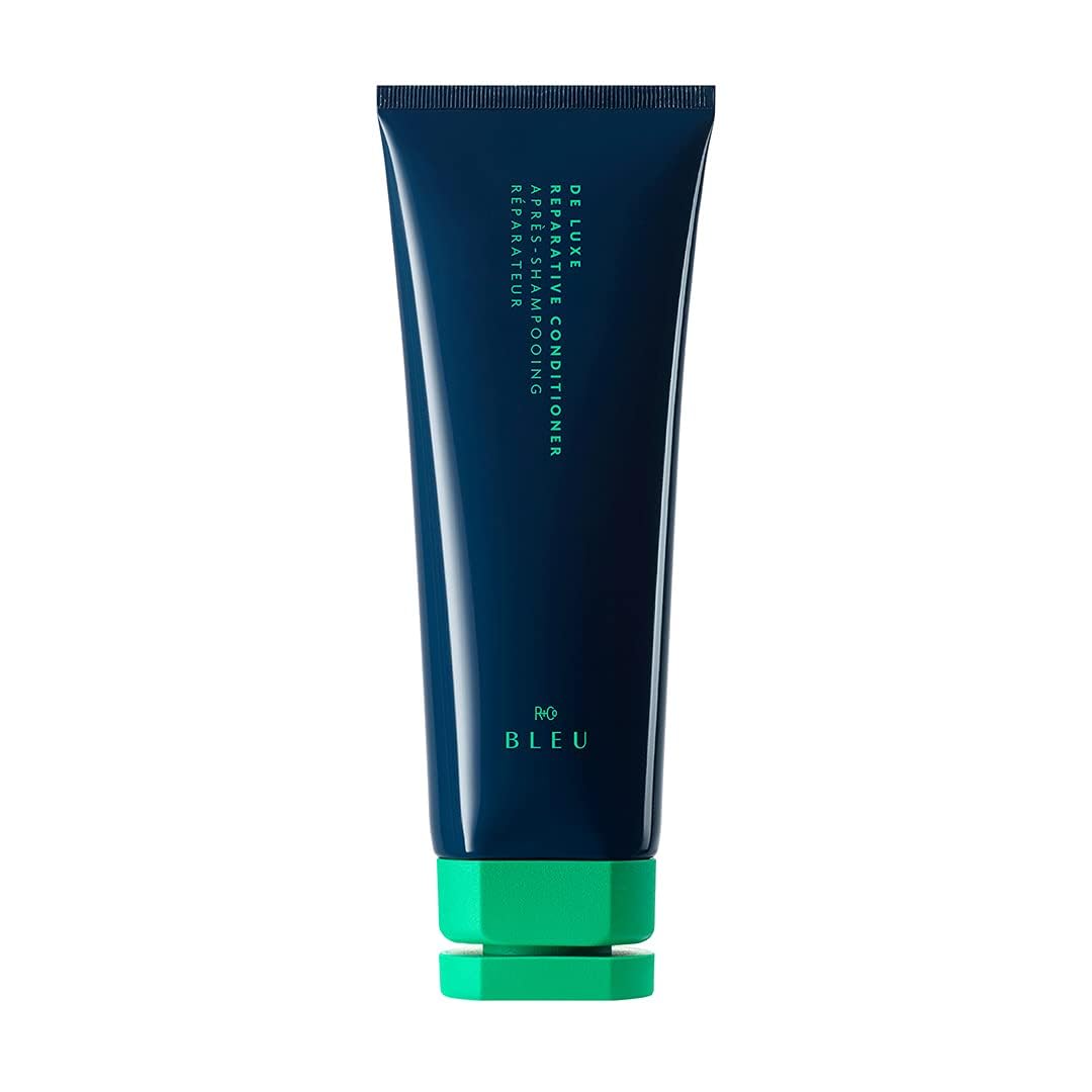 R+Co BLEU De Luxe reparative conditioner bottle delivering luxurious hydration
