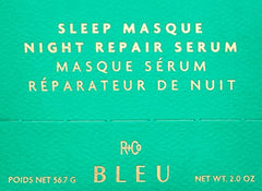R+Co BLEU Sleep Masque serum texture close-up shows hydrating formula.