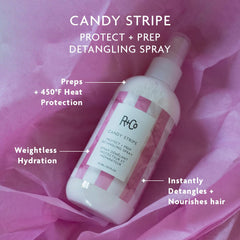 R+Co Candy Stripe detangling-effect reduces knots during routine care.