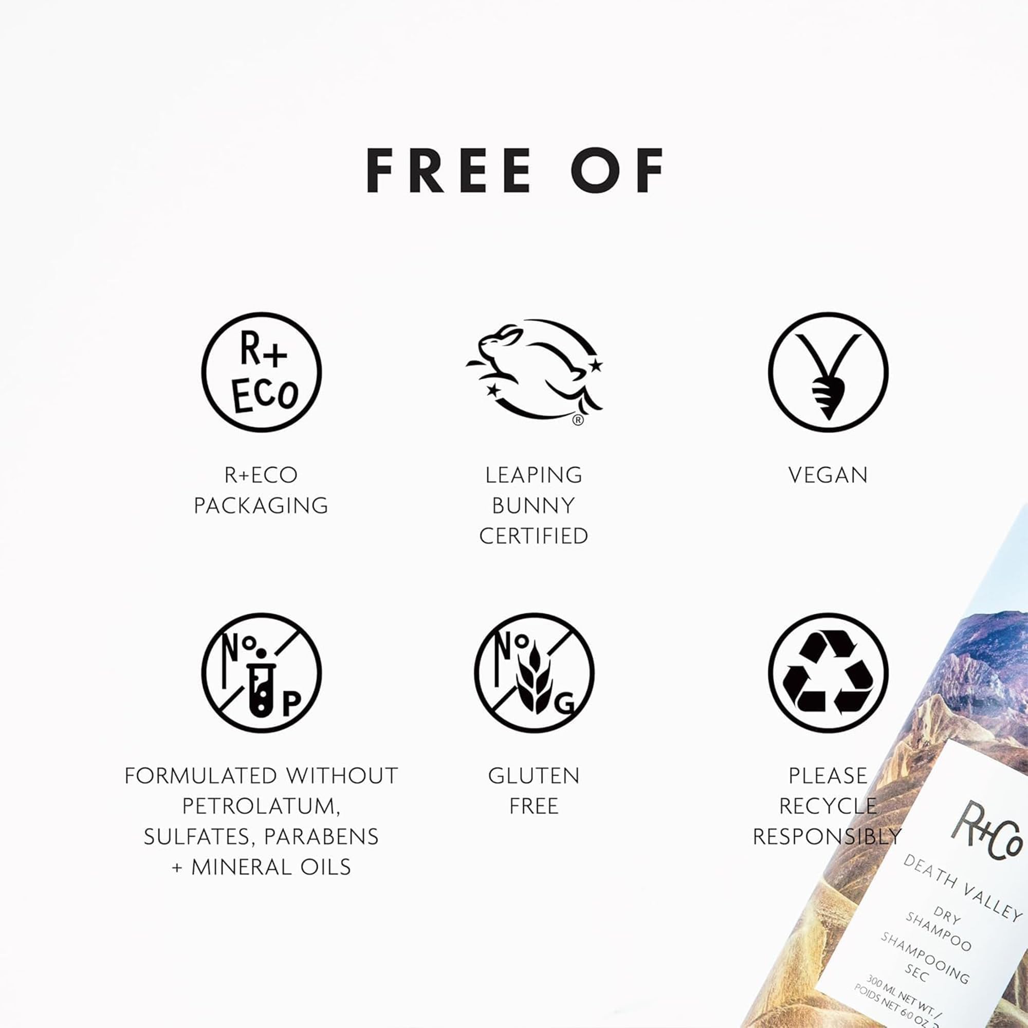 R+Co Death Valley dry shampoo textured look adds effortless volume and a tousled finish.