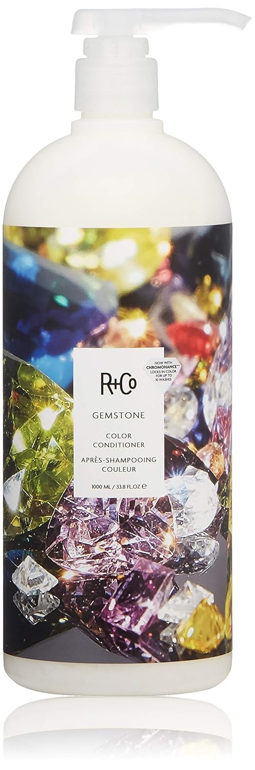 R+Co Gemstone Color Conditioner bottle front shows color protection for vibrant shade