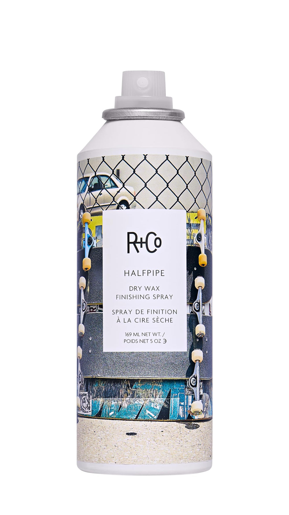 R+Co Halfpipe Dry Wax Spray bottle showing lightweight, flexible finish