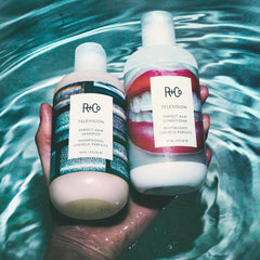 R+Co Television Perfect Hair product being applied for frizz control and manageability