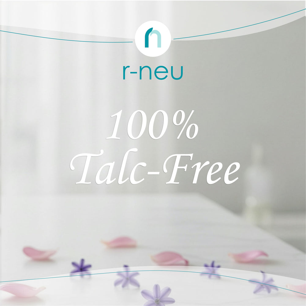 R-NEU rose petal scent dusting powder leaves a soft, fresh feel.