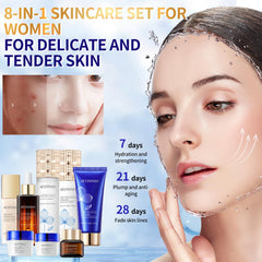 R RadiantRise toner bottle illustrating refreshing step for balanced skin.