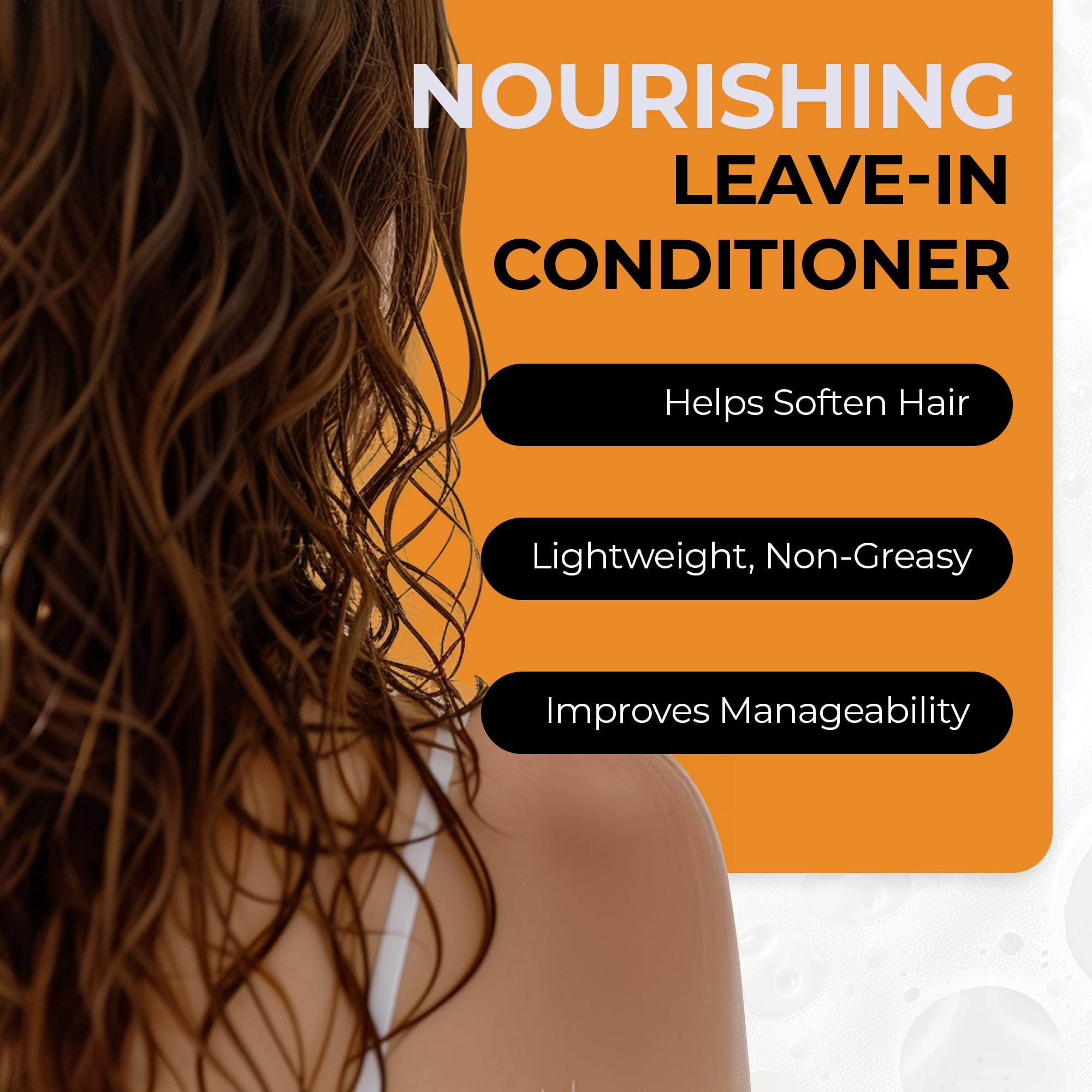 RA COSMETICS Batana Oil Leave-In Conditioner texture application on damp hair provides frizz control.