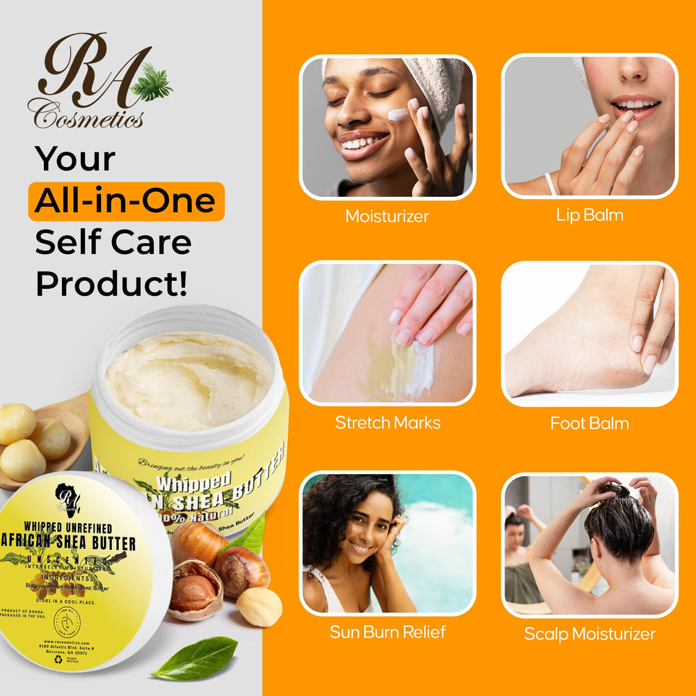 RA COSMETICS Moisturizing shea balm benefits dry skin and cracked heels.