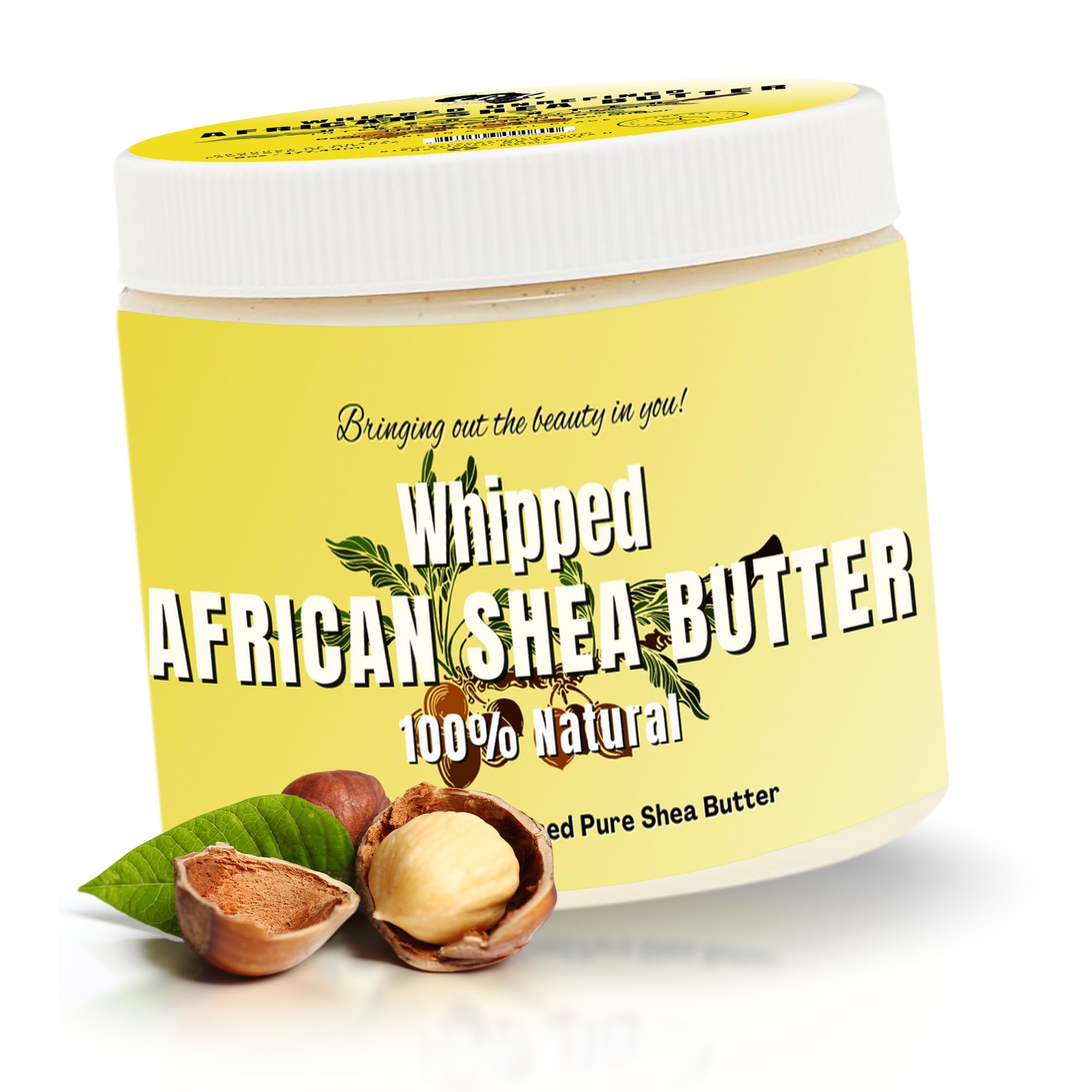 RA COSMETICS Pure Shea Butter 12oz jar for intense hydration and radiant skin.