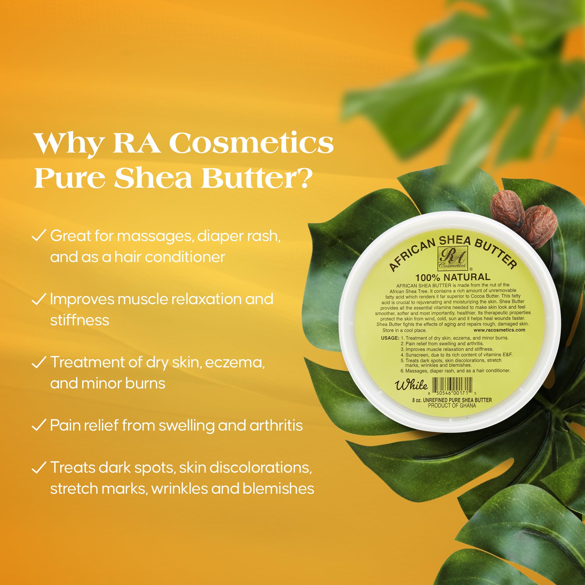 Skin moisturizer application using RA COSMETICS ivory shea butter for glow