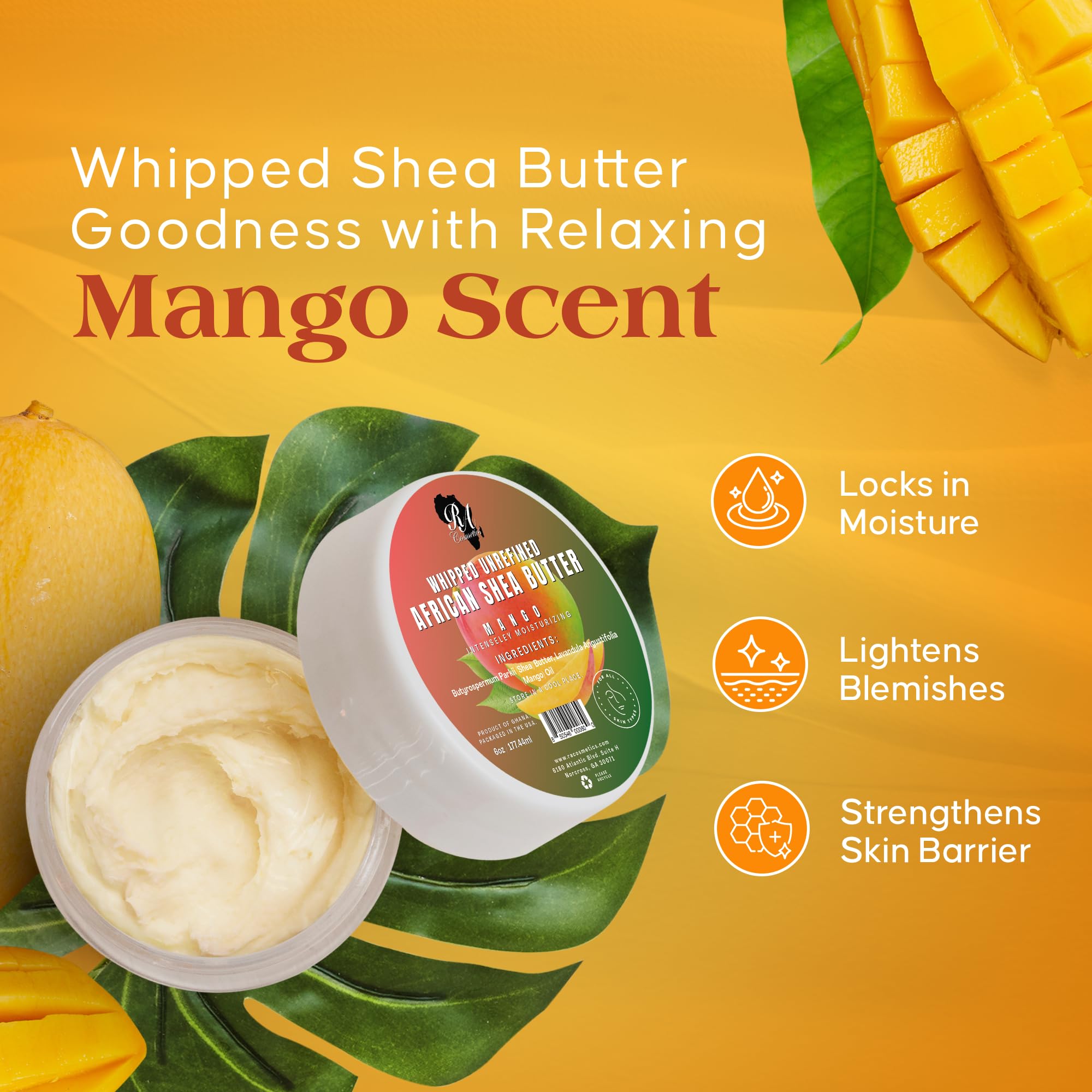 RA COSMETICS unrefined shea butter conveys purity and nourishment