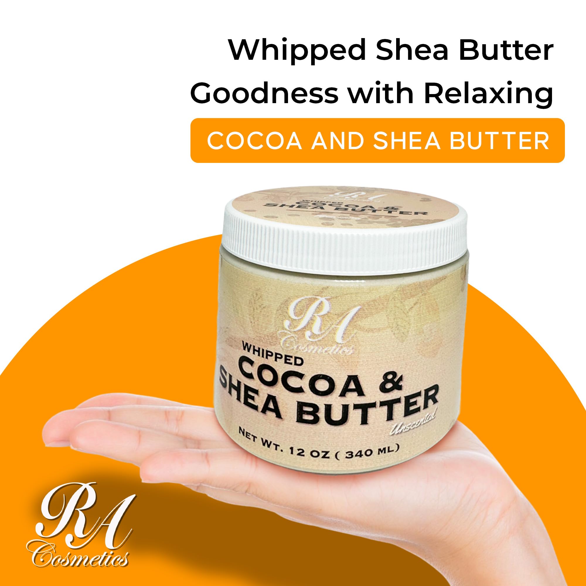 Texture close-up of RA COSMETICS Whipped Cocoa & Shea Butter for skin nourishment