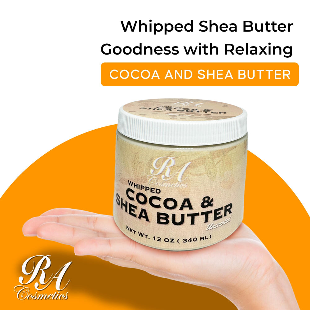 Texture close-up of RA COSMETICS Whipped Cocoa & Shea Butter for skin nourishment