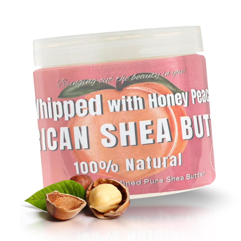 RA COSMETICS whipped shea butter honey peach jar for deep hydration.