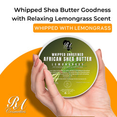 RA COSMETICS whipped shea butter texture close-up shows creamy moisture for everyday softness