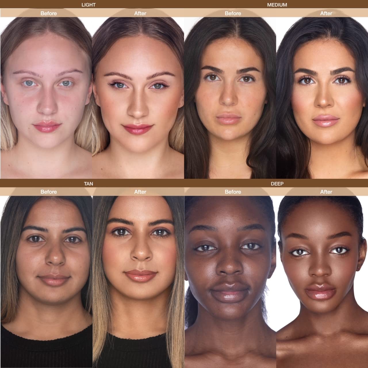 Even finish shown on skin with natural glow
