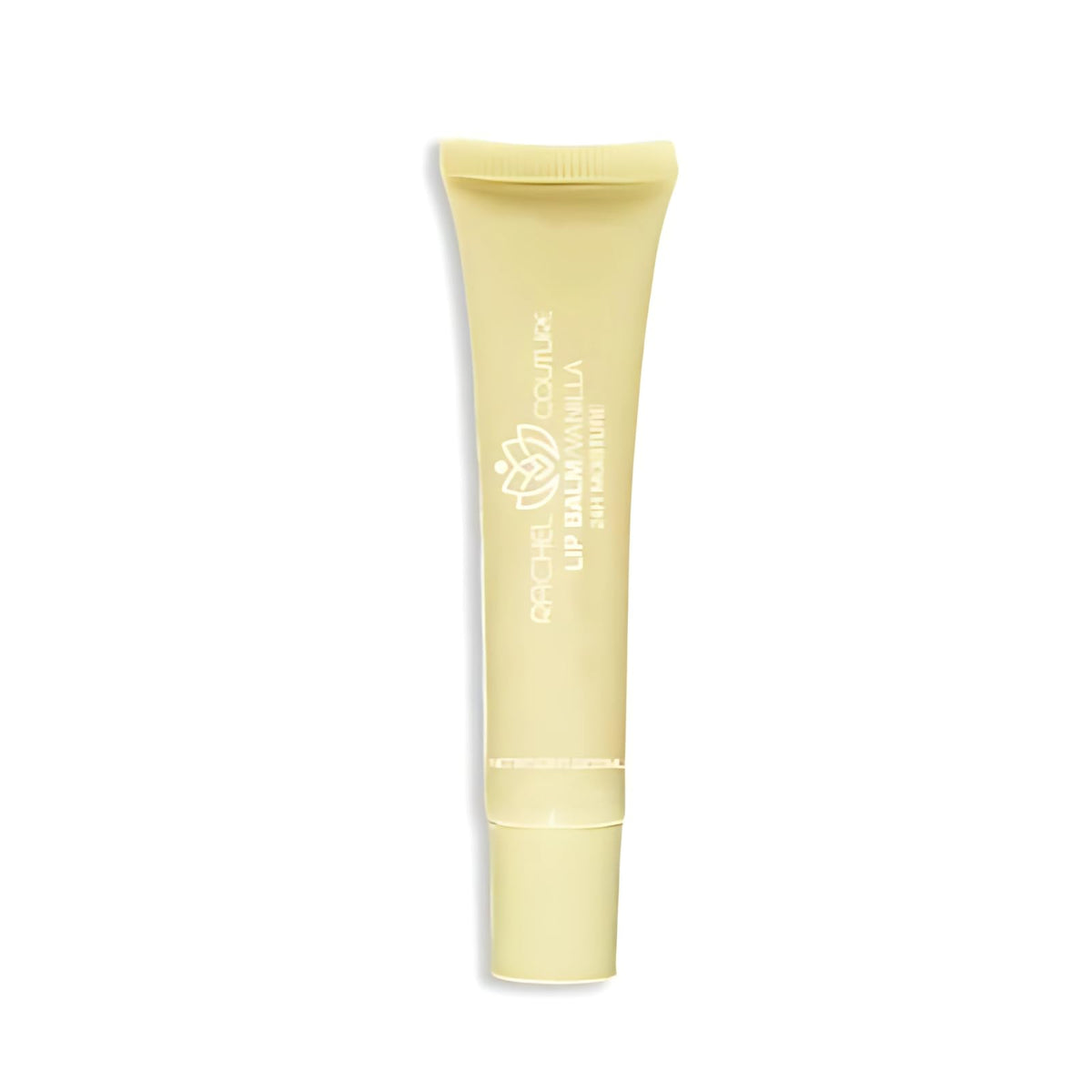 Rachel Couture Hydrating Lip Balm packaging with sleek tube, delivering subtle shine.