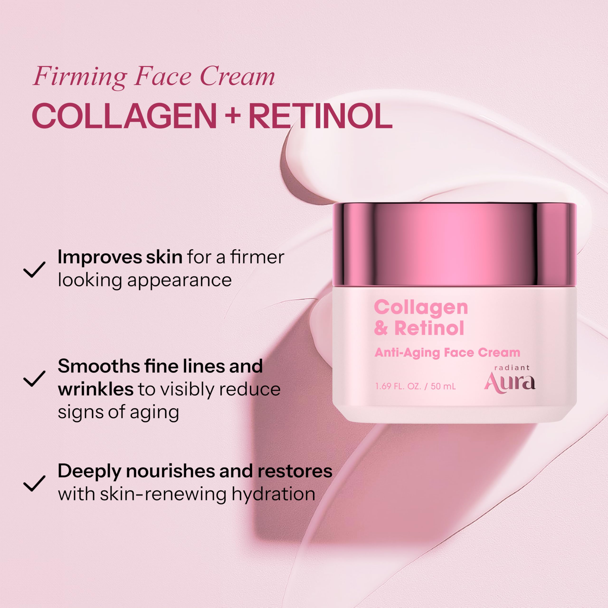 Close-up of the Radiant Aura jar reveals the creamy texture for hydration.