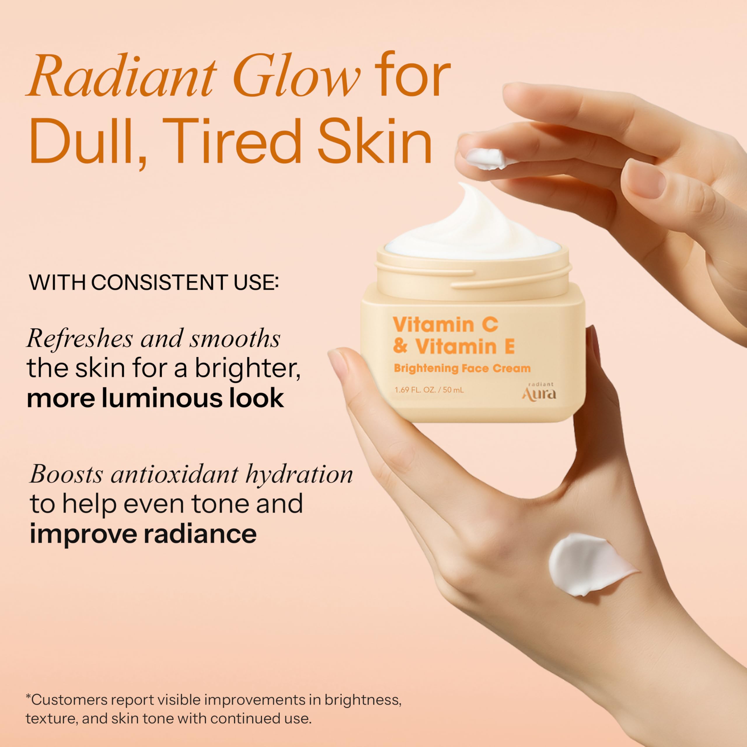 Radiant Aura on-skin application demonstrates cushion-like moisture and comfort.