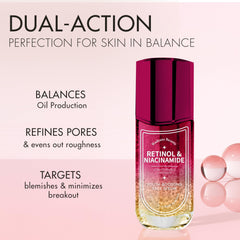 Radiant Beauty retinol serum dropper pouring for nightly routine