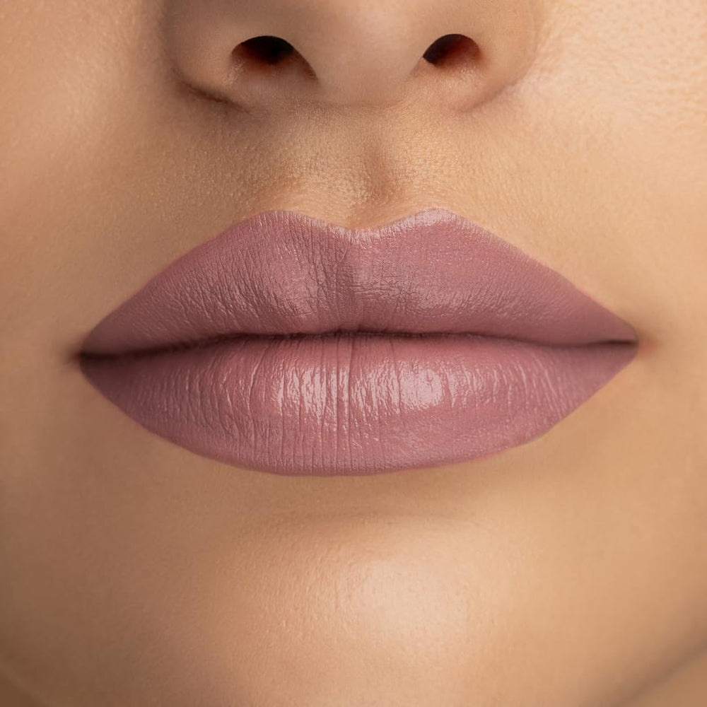 Radiant Professional Advanced Care Lipstick Velvet 27 Nude swatch on skin, flattering for diverse tones.