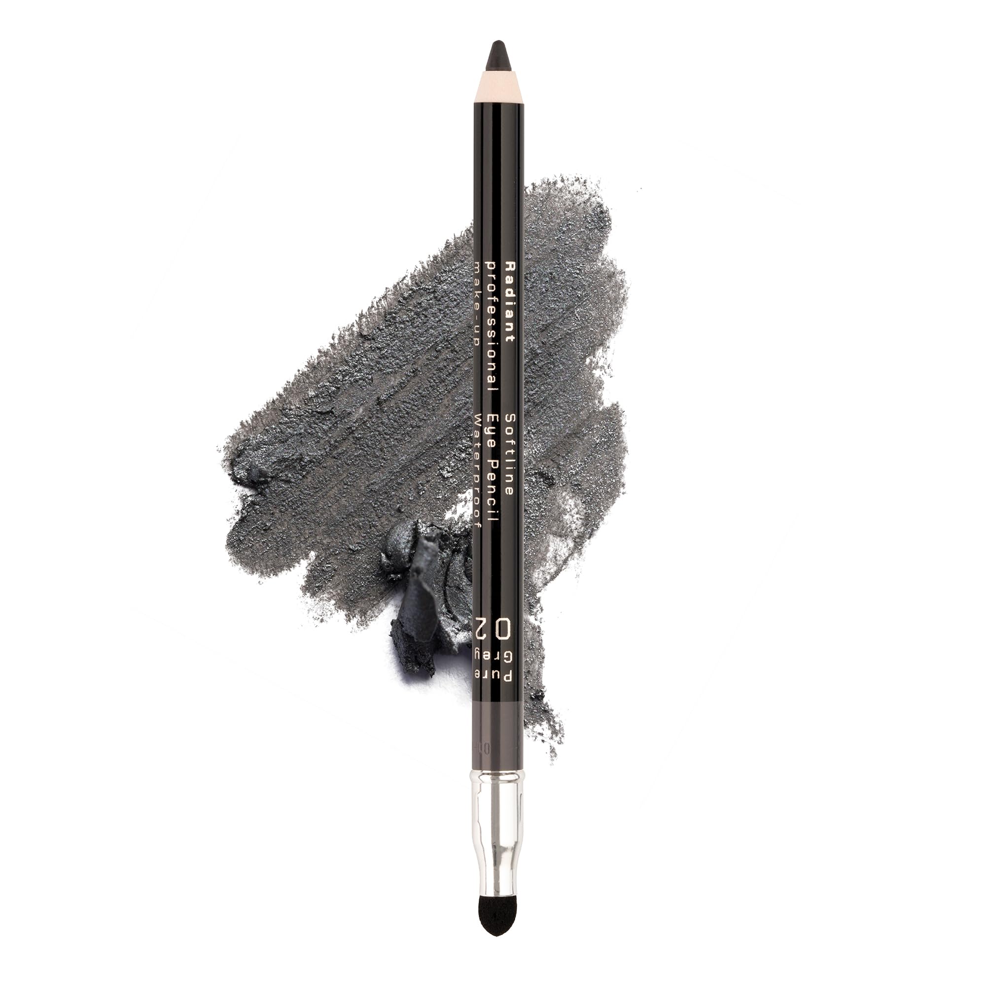 Radiant Professional Make Up Eyeliner Soft Grey 02 close-up shows smooth glide for precise lining.