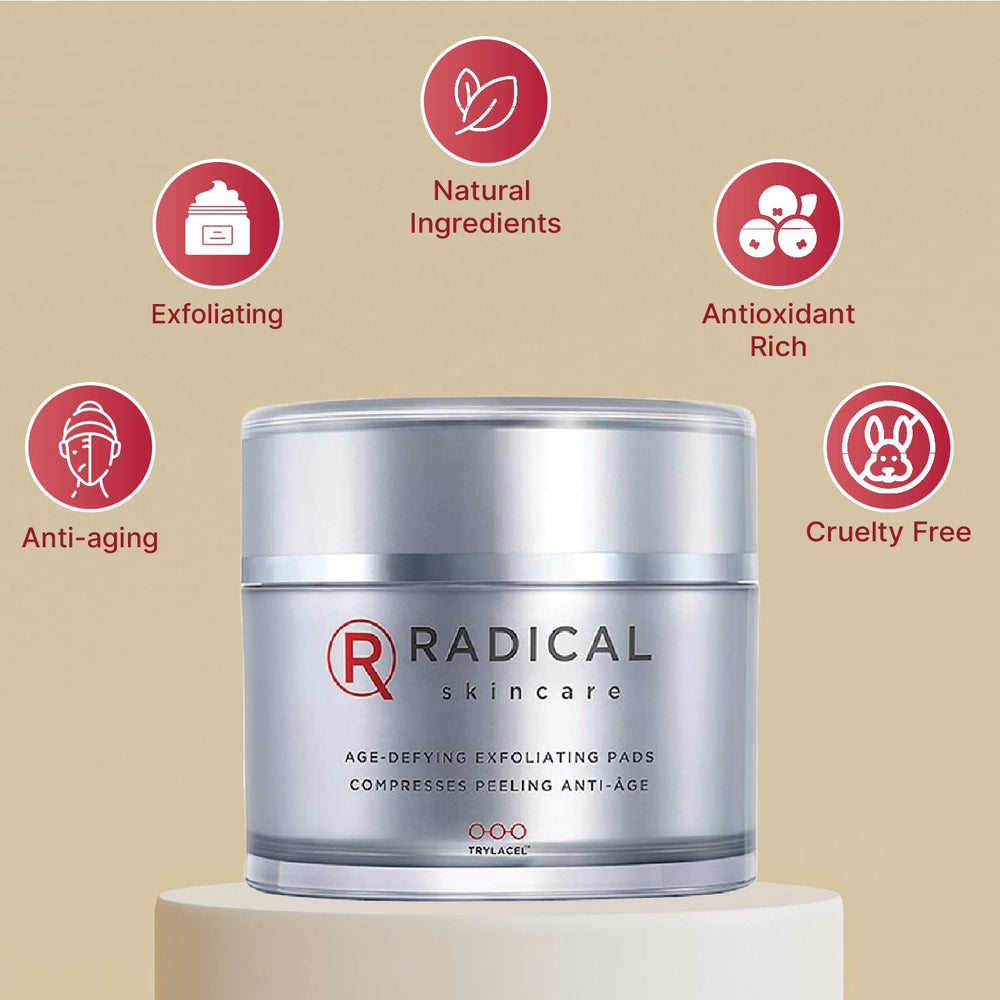 Radical Skincare Age-Defying Exfoliating Pads anti-aging focus suggests improved elasticity