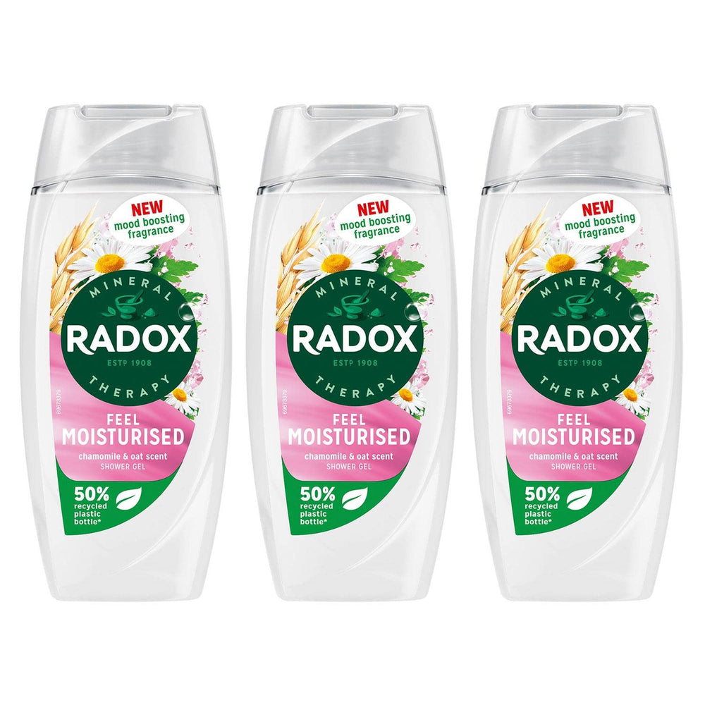 Radox Mineral Therapy shower gel bottle close-up for daily moisturising cleanse