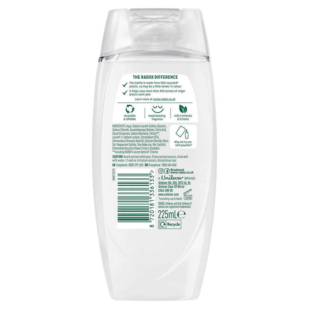 Radox Mineral Therapy shower gel on shower rack, easy grab for quick cleanse