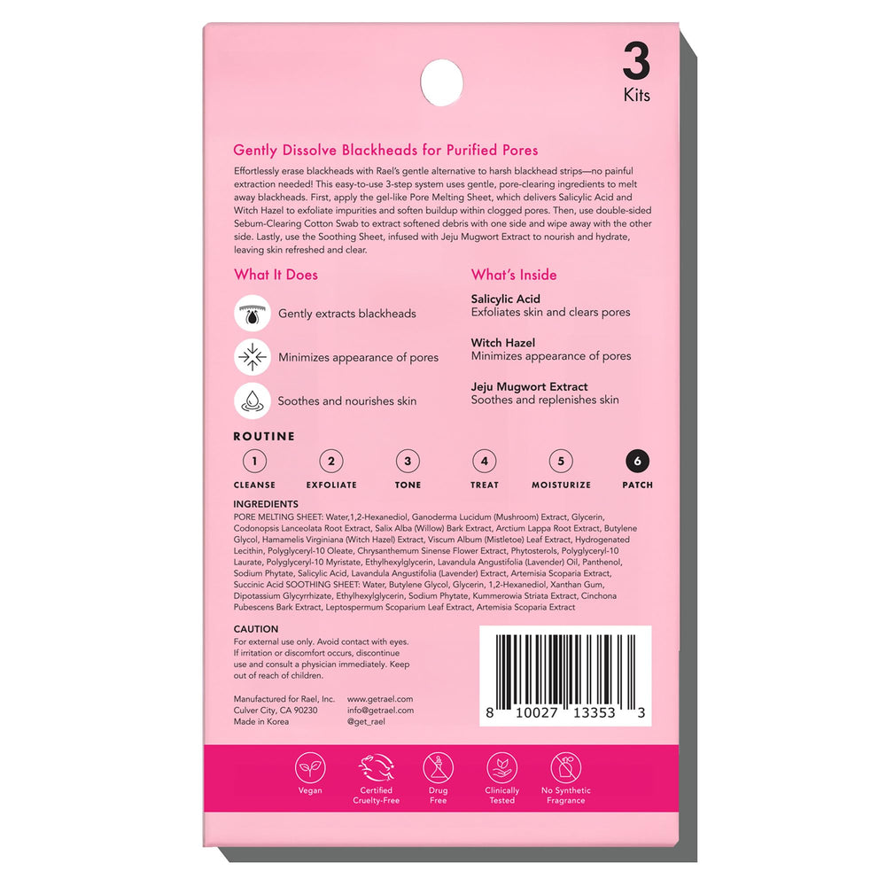 Rael 3-step system instruction guide for pore care