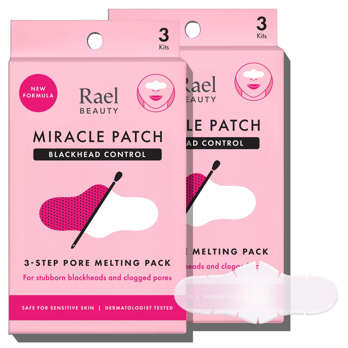 Rael blackhead remover melting sheet in action for smoother pores