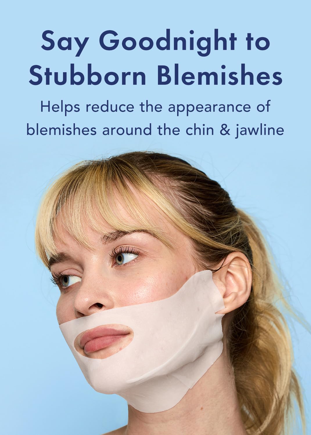 Rael chin mask on face provides precise treatment and a calm feel.
