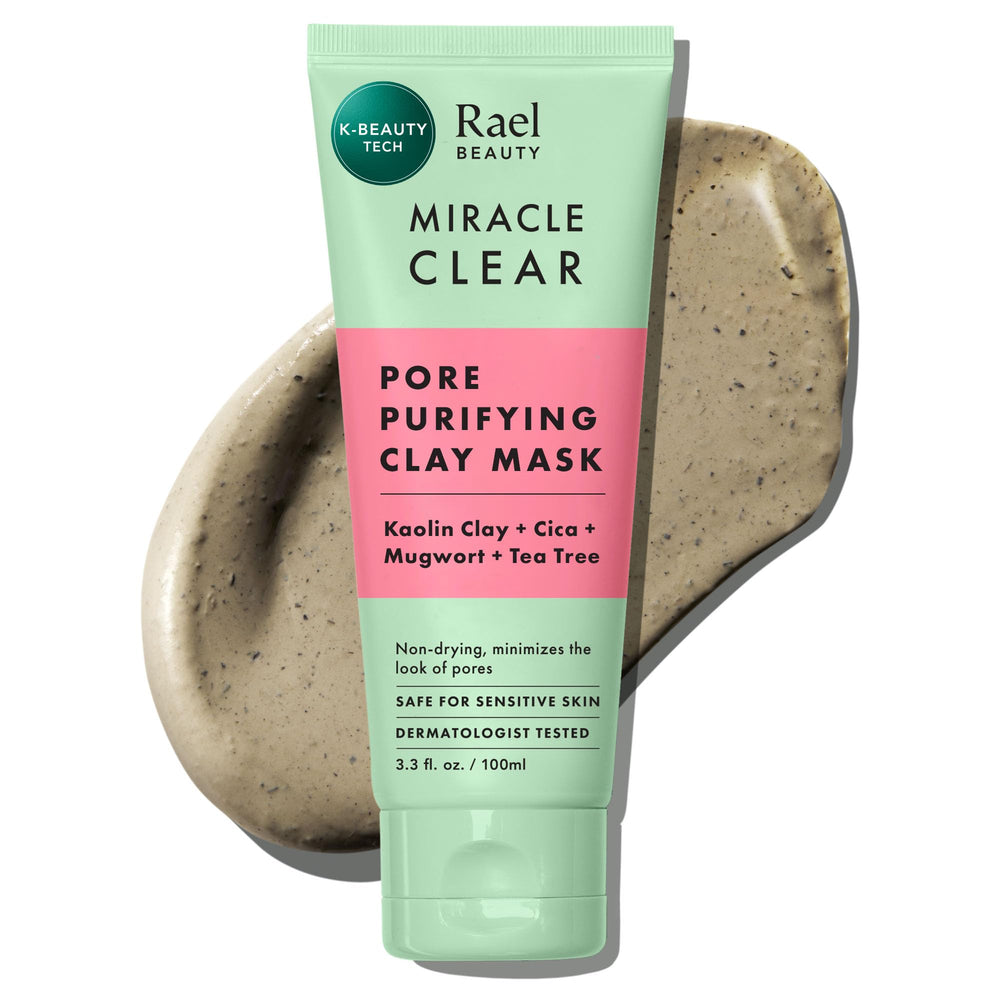 Rael Miracle Clear Clay Mask being applied for deep pore cleansing
