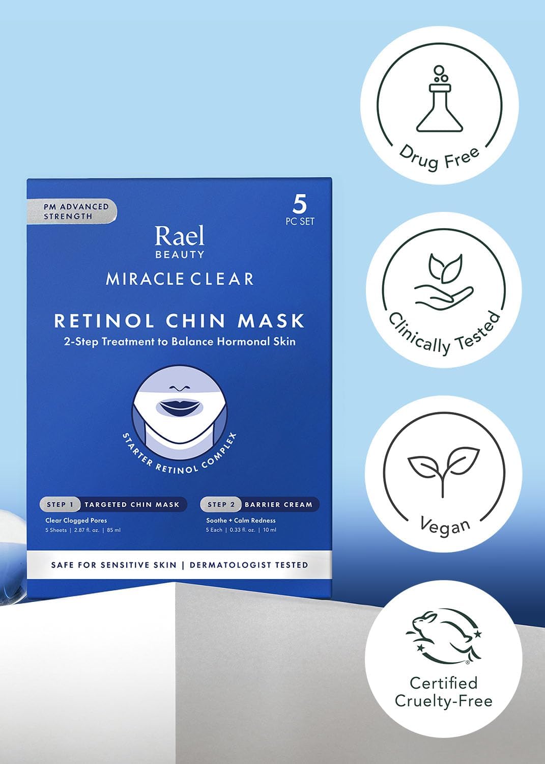Rael Korean skincare packaging showcases clean, user-friendly design.