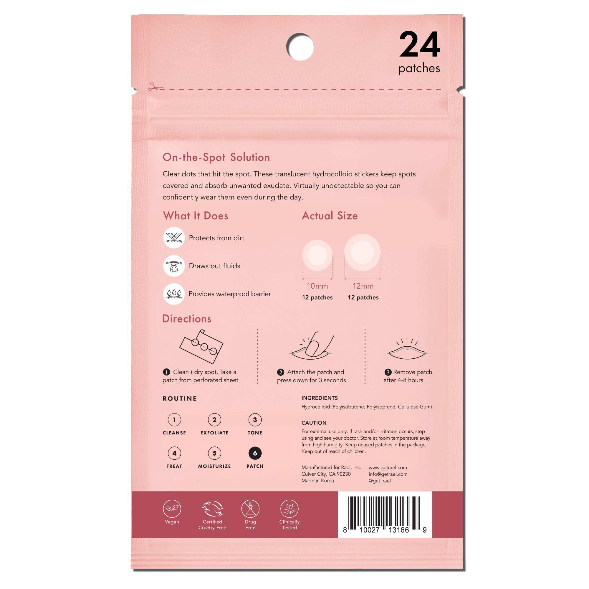 Rael patch variety supports gentle protection for everyday breakouts