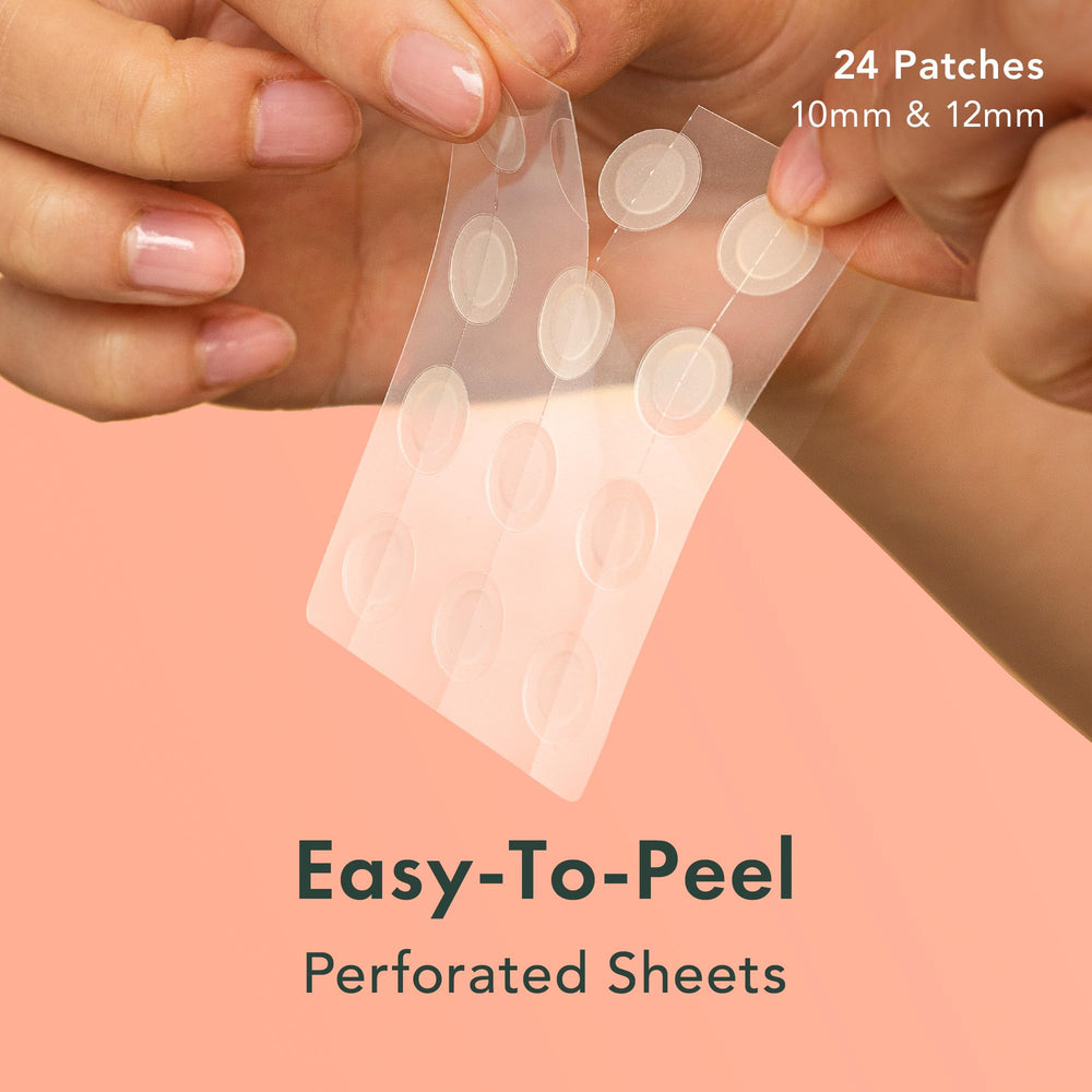 Rael pimple patch 12mm close-up demonstrates secure adhesion for all-day wear