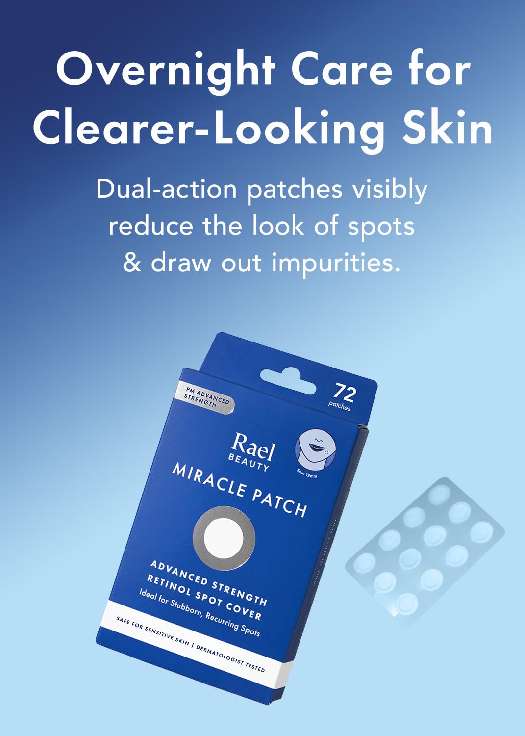 Rael pimple patches on face provide discreet protection during the night.