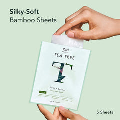 Rael tea tree face mask serum closeup highlights concentrated serum for instant hydration.