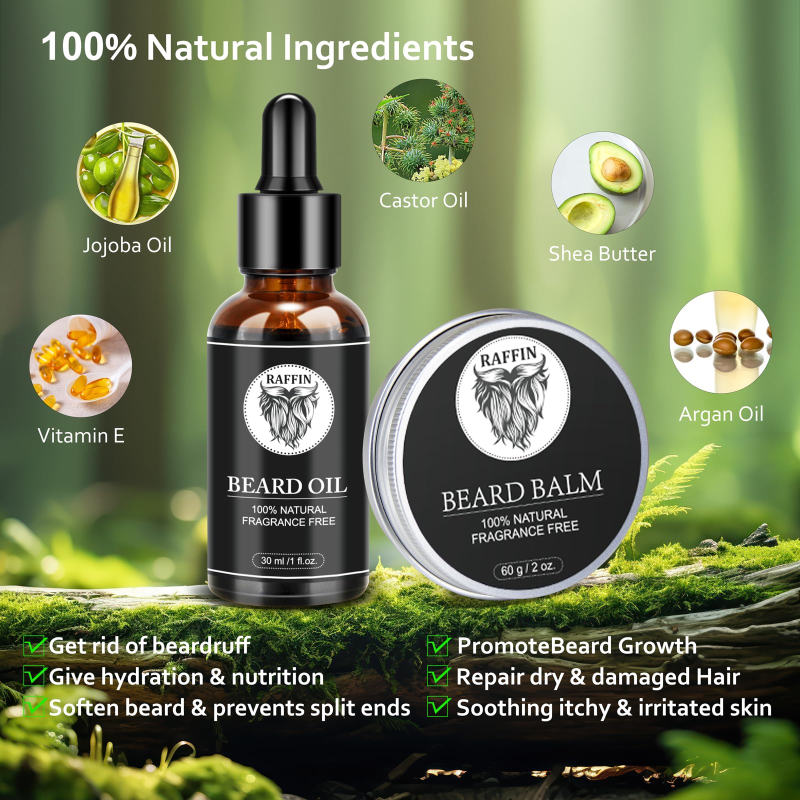 RAFFIN beard-balm-taming: tames flyaways for a controlled, comfortable look