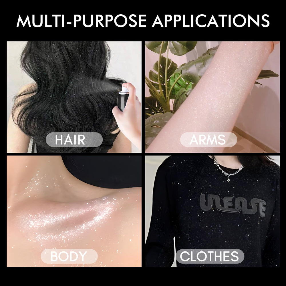 Ragkun Glitter Spray on arm highlights shimmer for night looks.