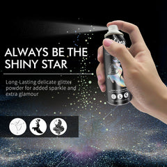 Ragkun Glitter Spray mist on hand demonstrates easy body application.