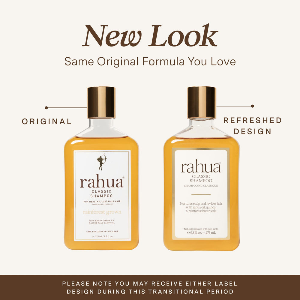 Rahua Classic Shampoo foamy lather showcases rich, sulfate-free cleansing for healthy hair.