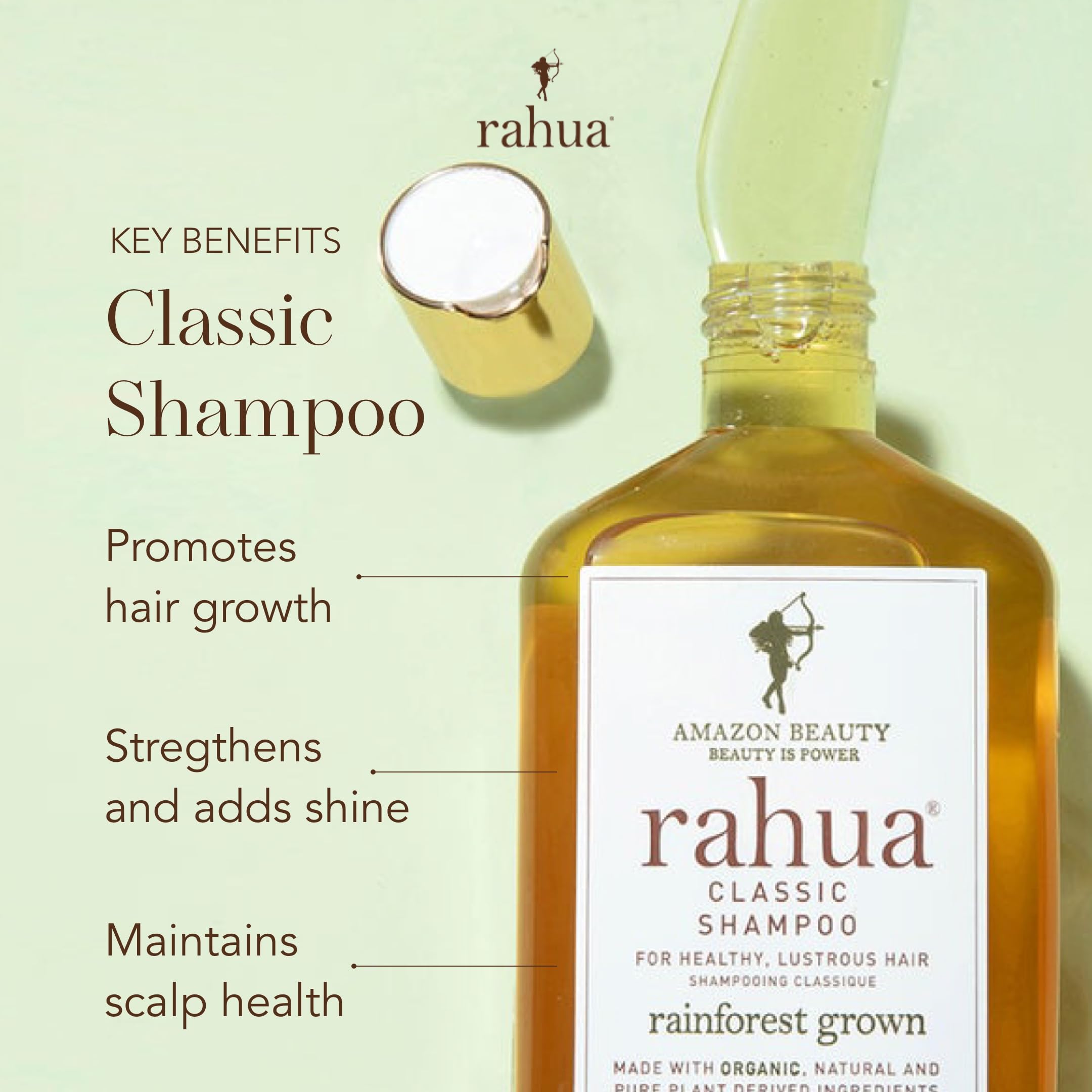 Rahua Classic Shampoo quinoa imagery highlights hydration and resilience for hair.