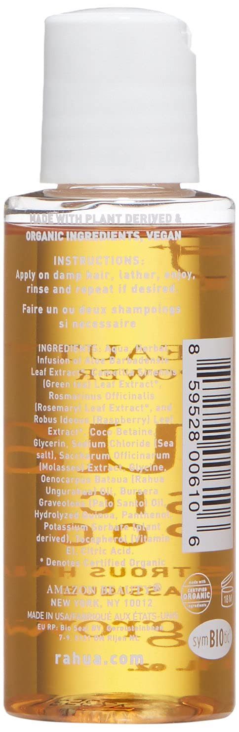 Rahua Classic Shampoo label with woodsy Palo Santo aroma for a natural wash.