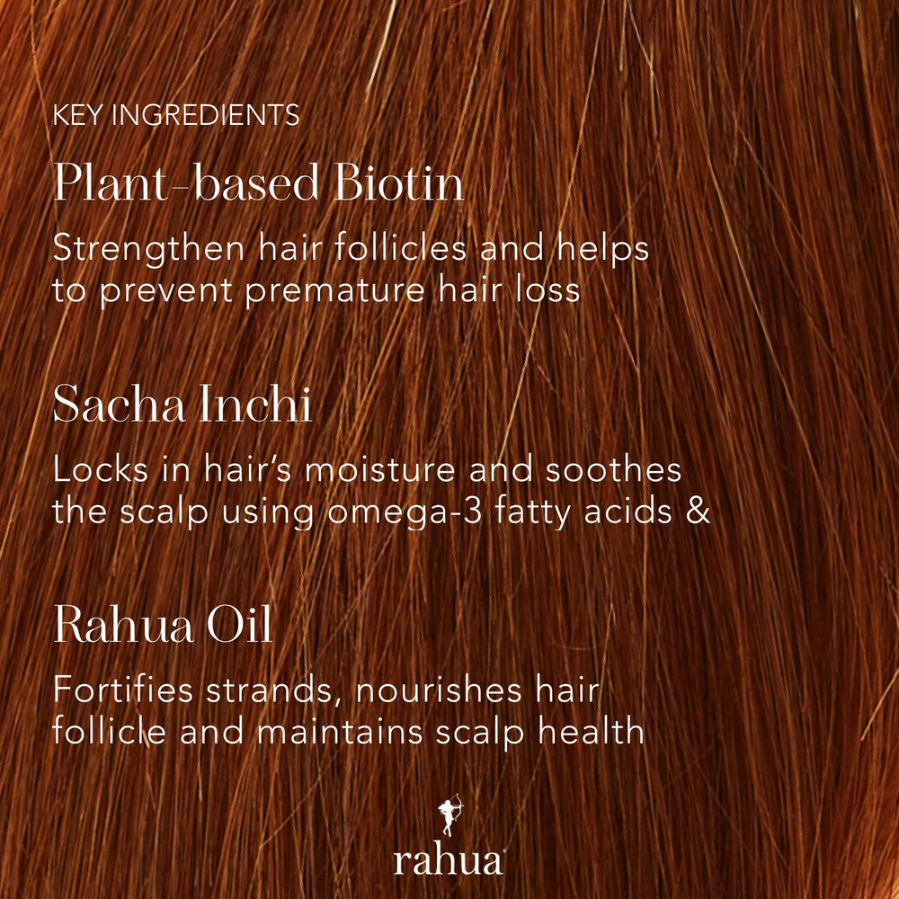 Rahua Enchanted Island Shampoo foam close-up demonstrates soft, sulfate-free cleansing.