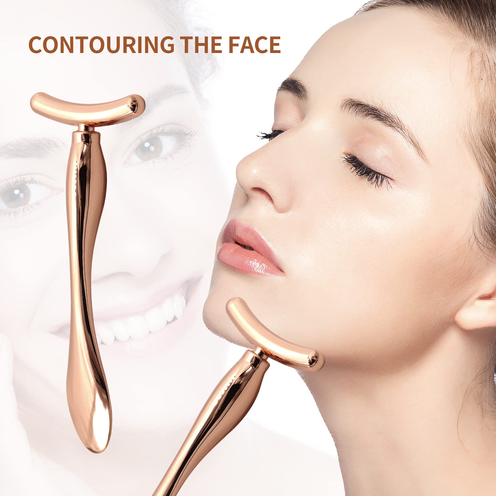 RALIS rose-gold massage wand for refreshing under-eye and facial massage.