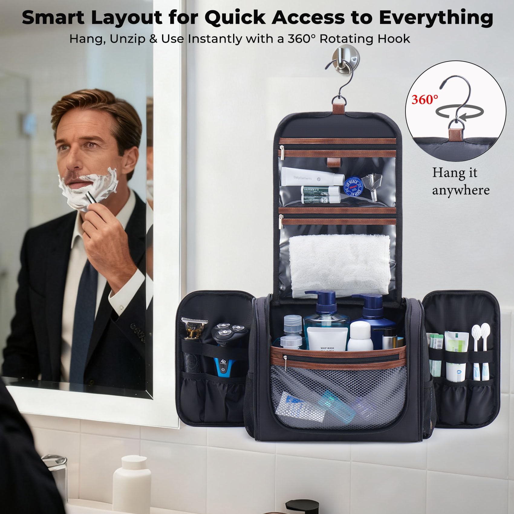 Ralnitote bag interior organization highlights mesh pockets keeping grooming items orderly
