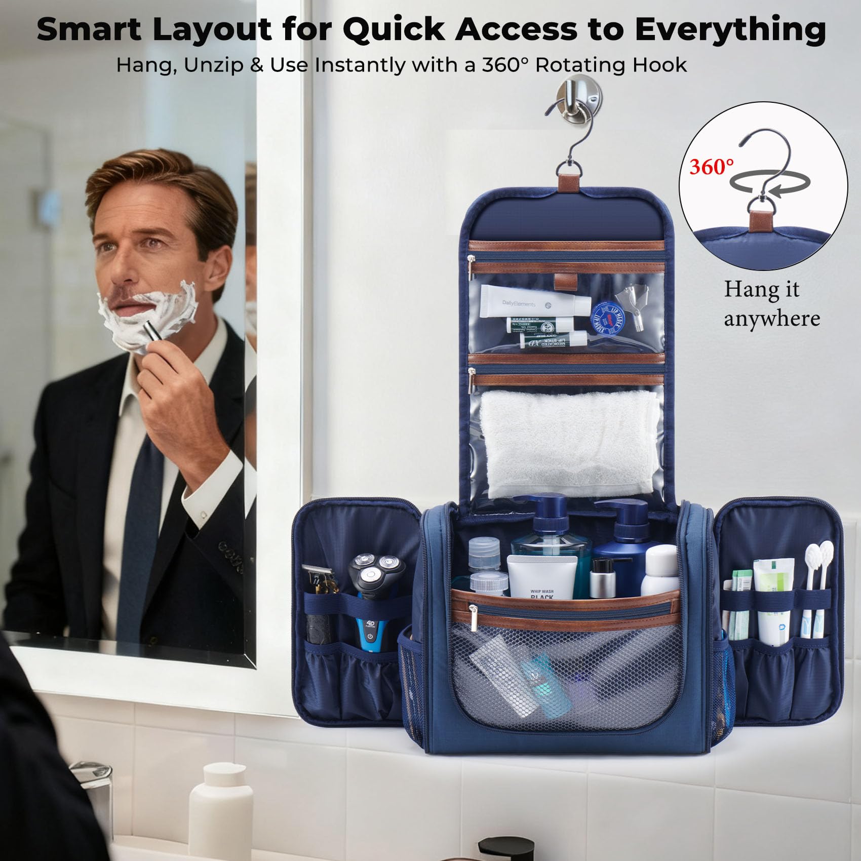Ralnitote side compartments open wide for quick access to tools